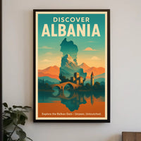 Discover Albania Vintage Travel Poster