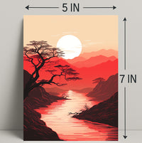 Tranquil Sunset Over Red Mountains Poster
