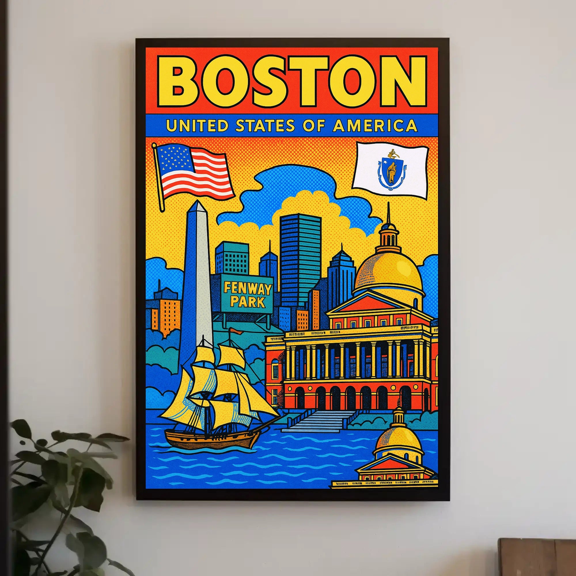 Boston Iconic Landmarks Poster PosterGoat