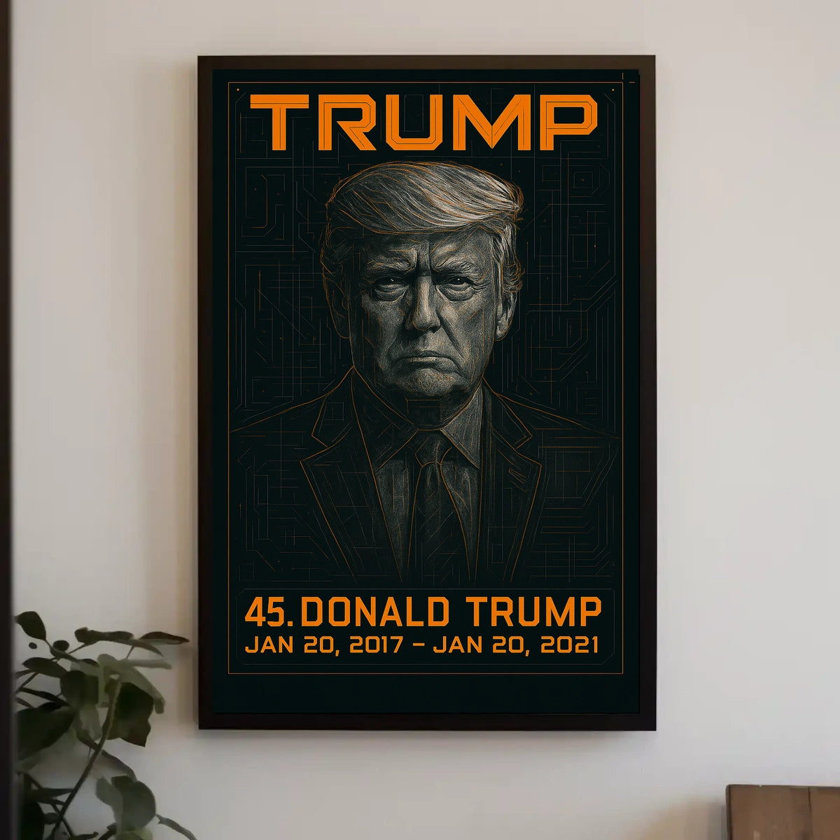 Donald Trump 45th President of the United States Techno Schematic Poster