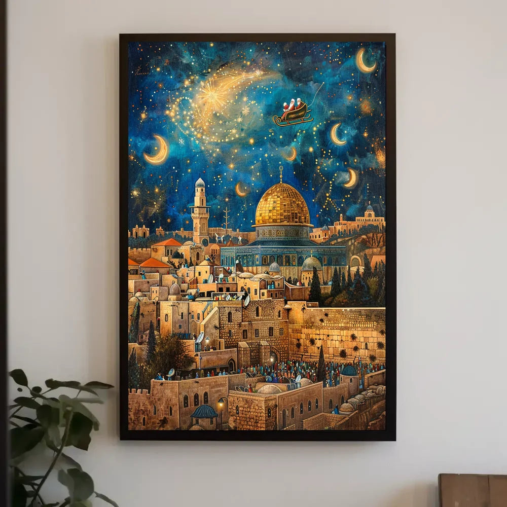 Enchanting Jerusalem Nightscape Holiday Fantasy Poster
