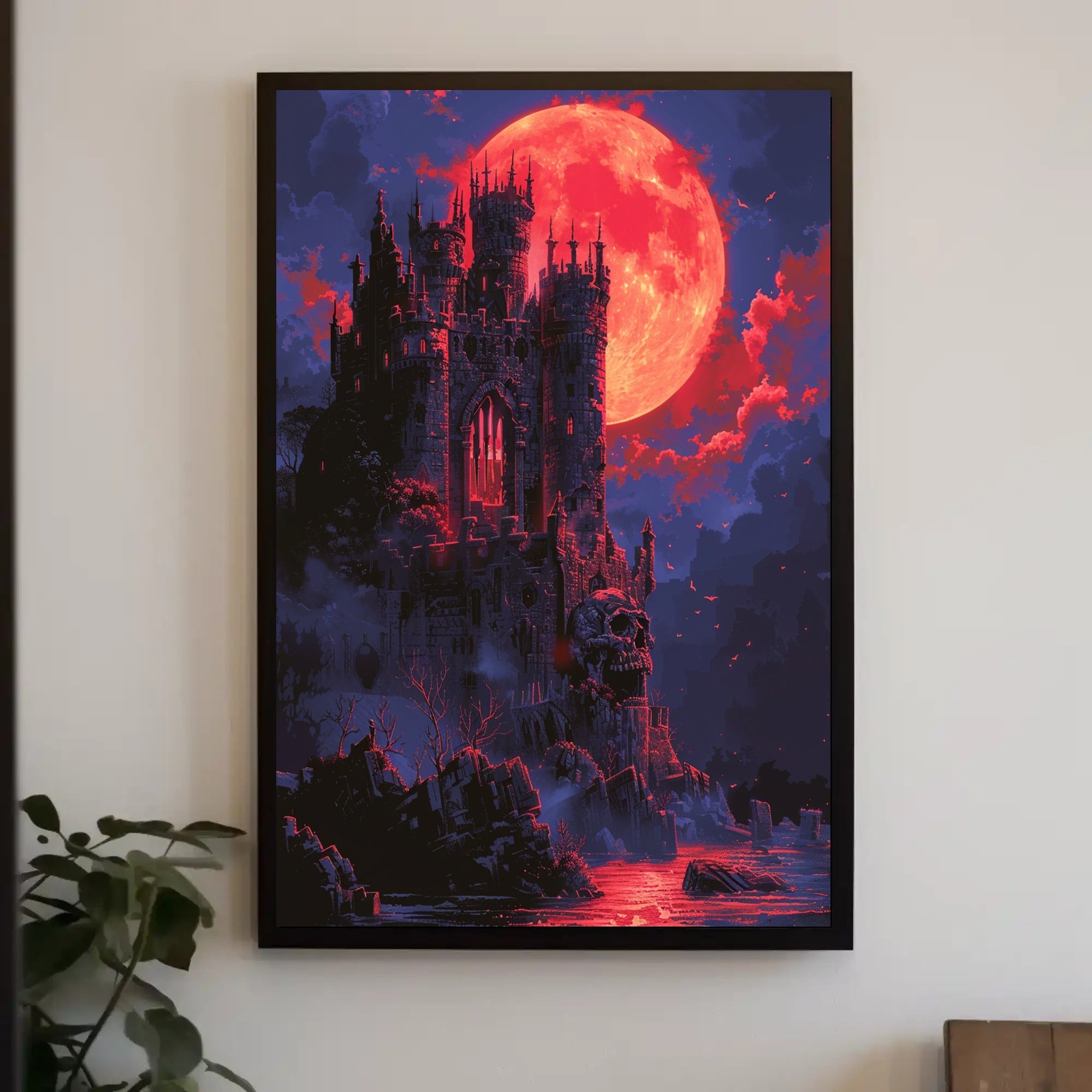 Blood Moon Castle Art Print Poster for Home Decor PosterGoat
