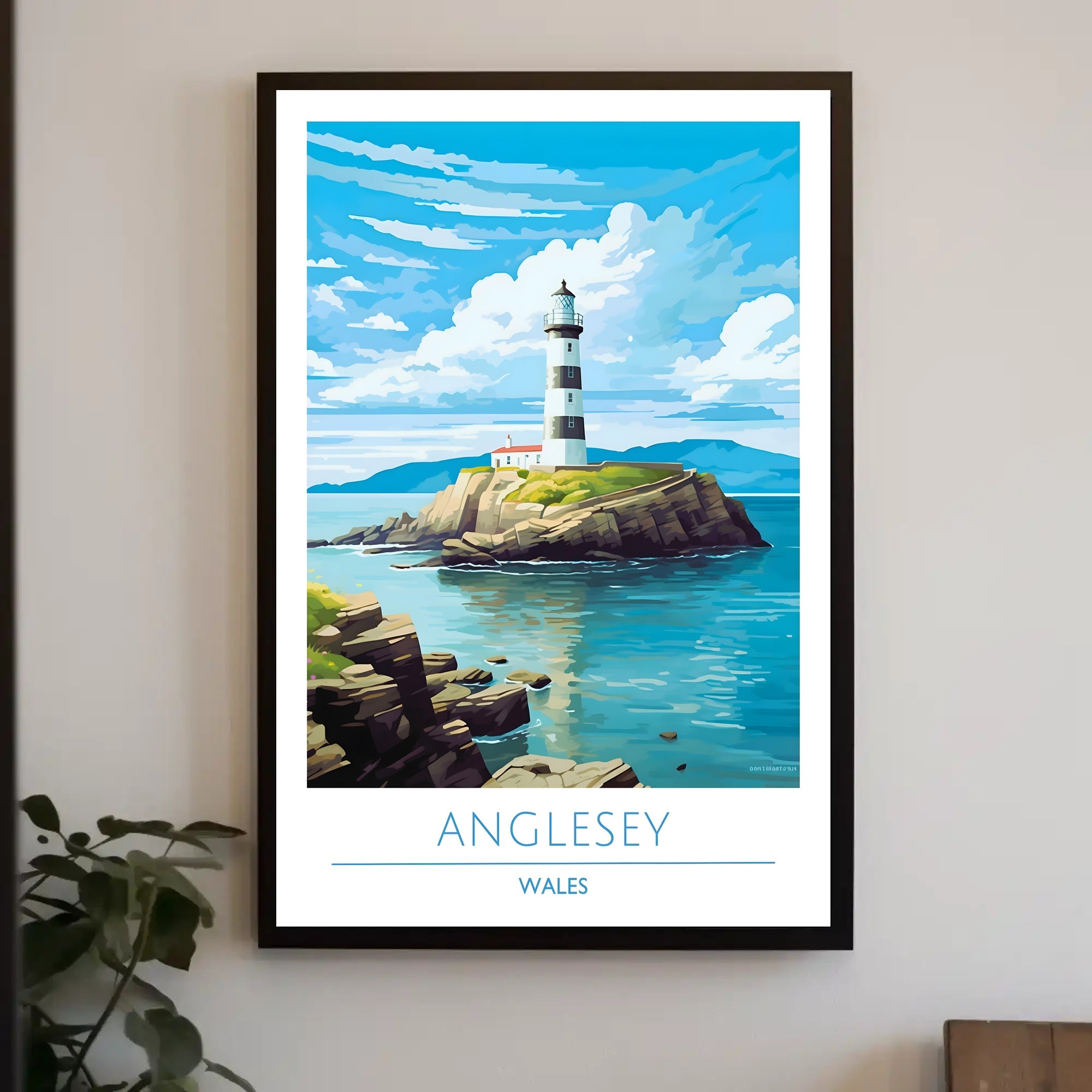 Scenic Lighthouse Art Print: Explore Wales Travel Poster