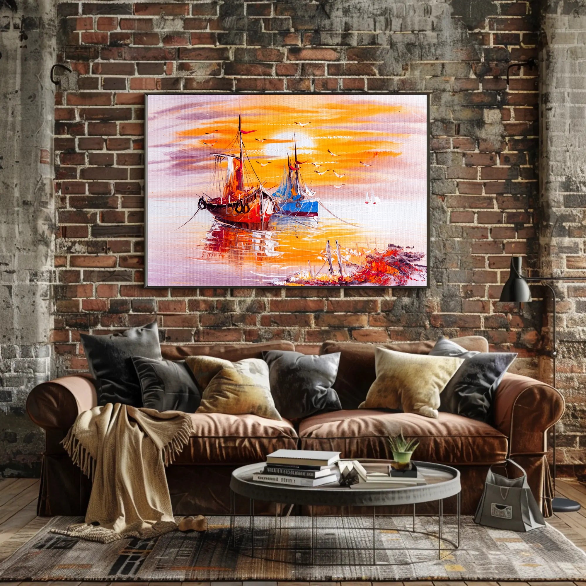 Tranquil Harbor at Sunset Poster