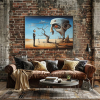Surreal Dreamscape with Mechanical Head - Artistic Poster