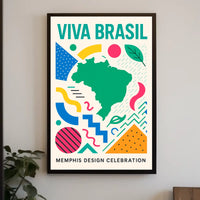 Viva Brasil Memphis Design Celebration Poster