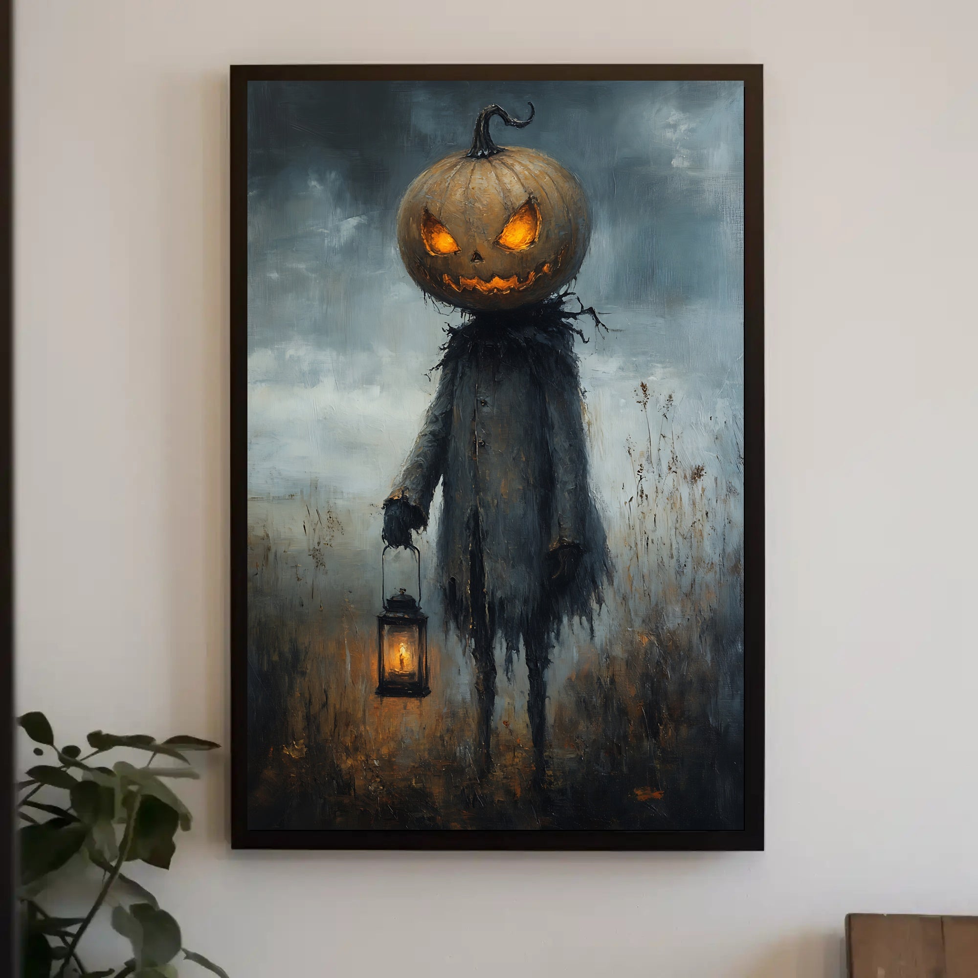 Halloween Jack Lantern Scarecrow Dark Artistic Poster