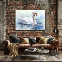 Graceful Swan in Watercolor Poster