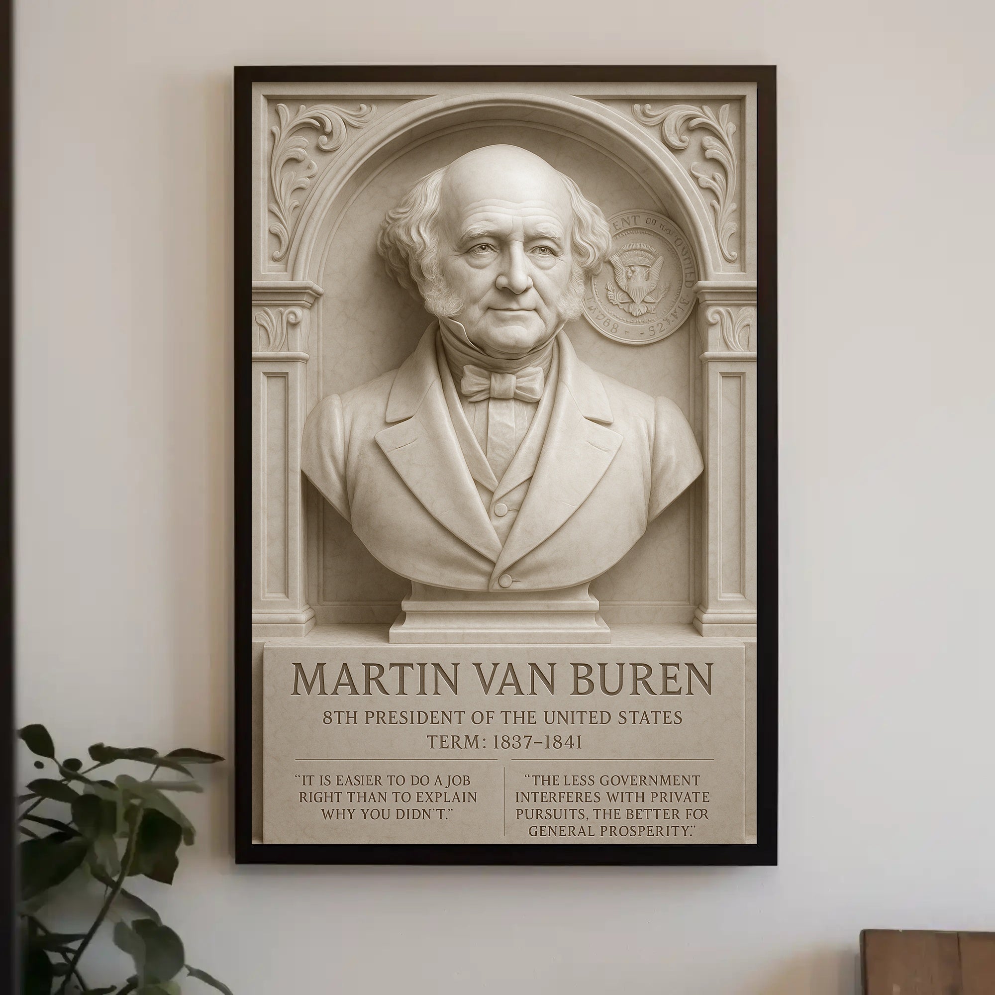 Martin Van Buren Bust Vintage Historical Presidential Poster