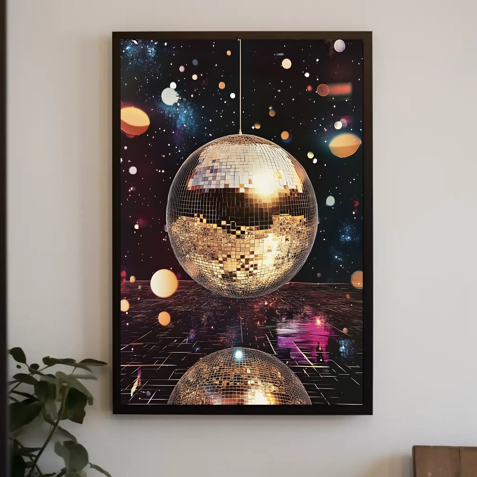 Cosmic Disco Vibes Poster Retro Space Wall Art Print