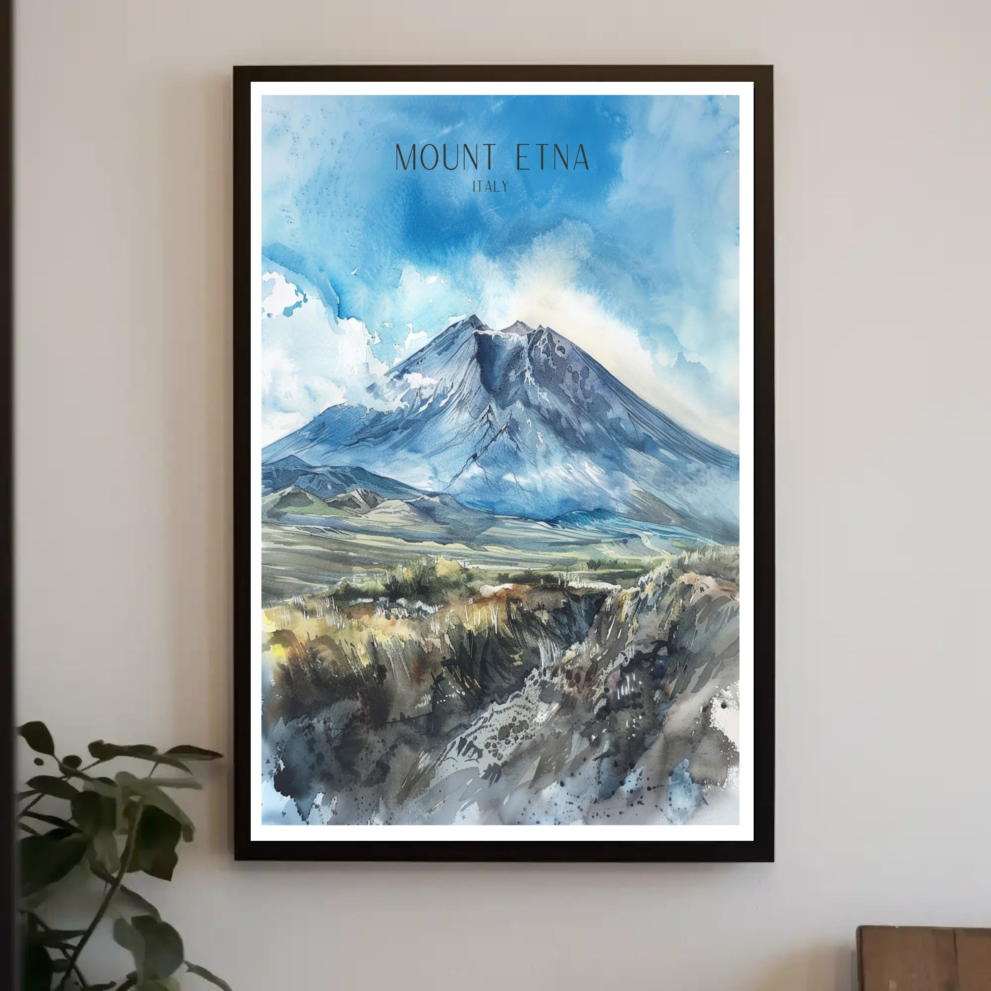 Mount Etna Illustration Poster PosterGoat