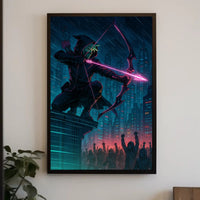 Neon Vigilante in Cyberpunk City Futuristic Sci-Fi Poster