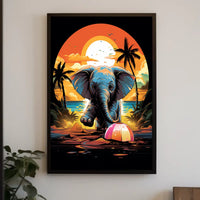 Elephant Paradise At Sunset Poster