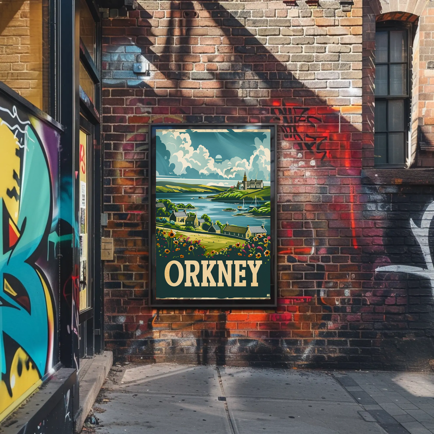 Orkney Coastal Village British Isles Travel Poster