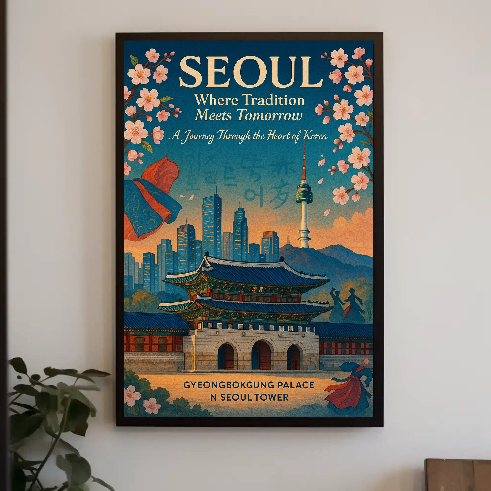 Seoul Travel Poster Modern Cityscape Wall Art