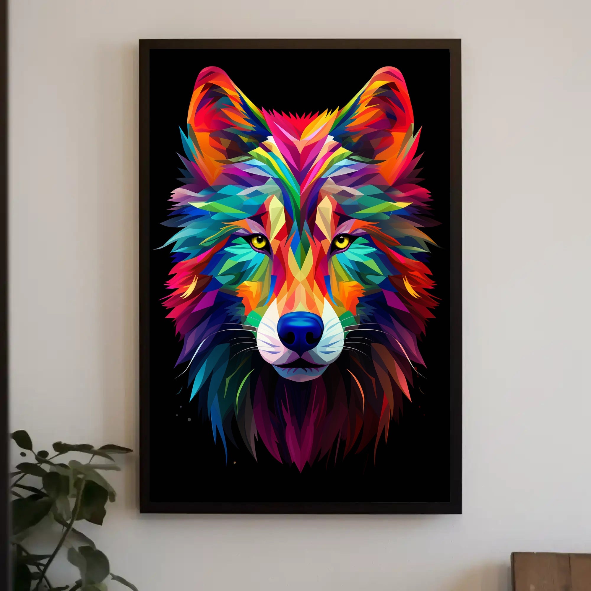 Vibrant Wolf Art Poster PosterGoat