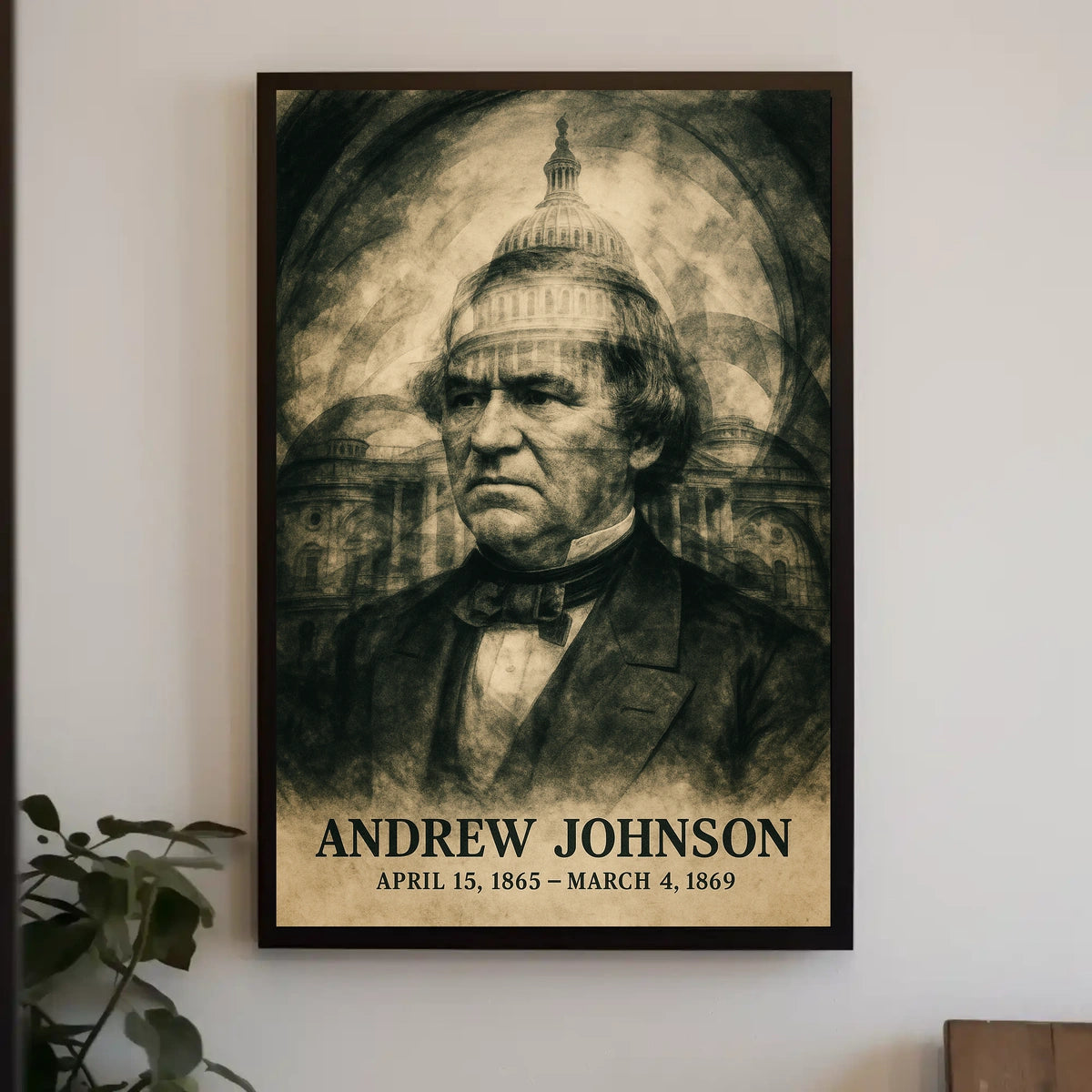 Andrew Johnson 17th President of the United States Double Exposure Poster