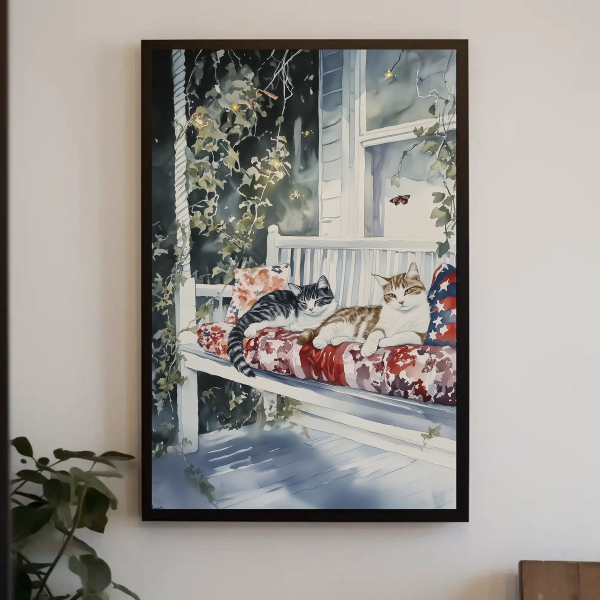 American Flag Street Scene Urban Wall Art Decor Poster