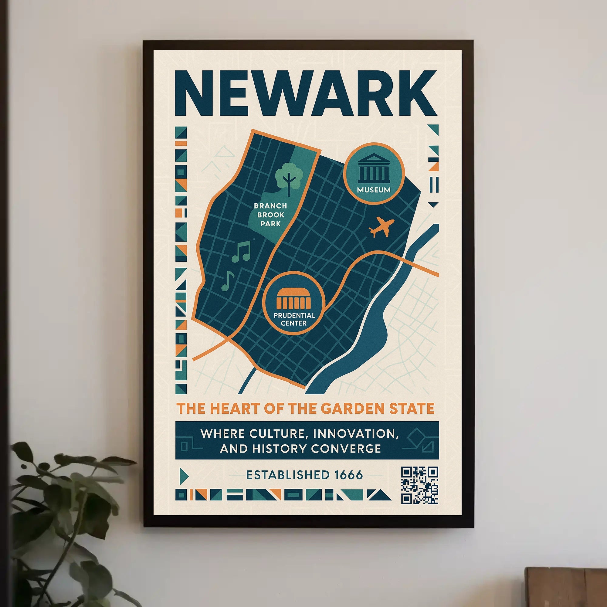 Newark Vibrant Urban Cityscape Modern Infographic Travel Poster PosterGoat