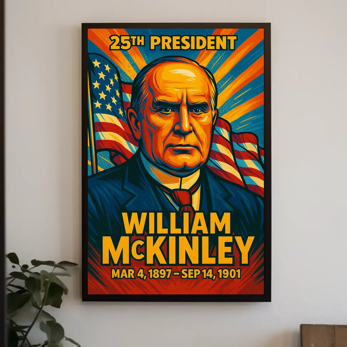 William McKinley 25th President of the United States Colorful Comic Book Style Poster