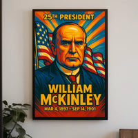 William McKinley 25th President of the United States Colorful Comic Book Style Poster