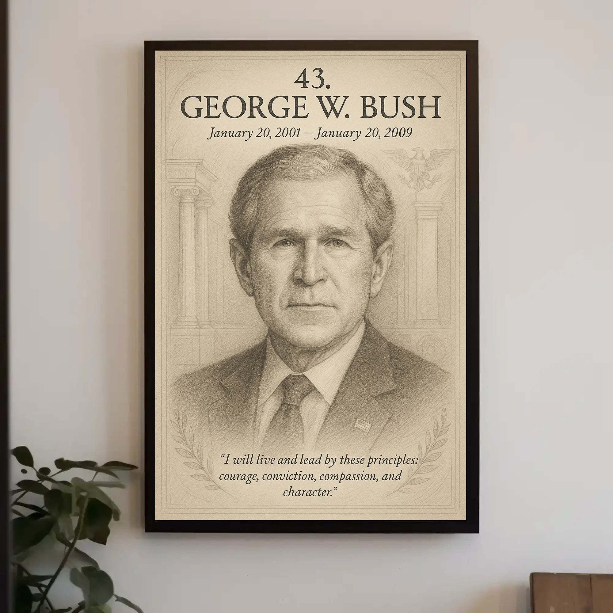 George W Bush 43rd President Sketch Poster Art Print Decor PosterGoat