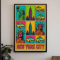 New York City Pop Art Cityscape Poster Abstract Wall Art