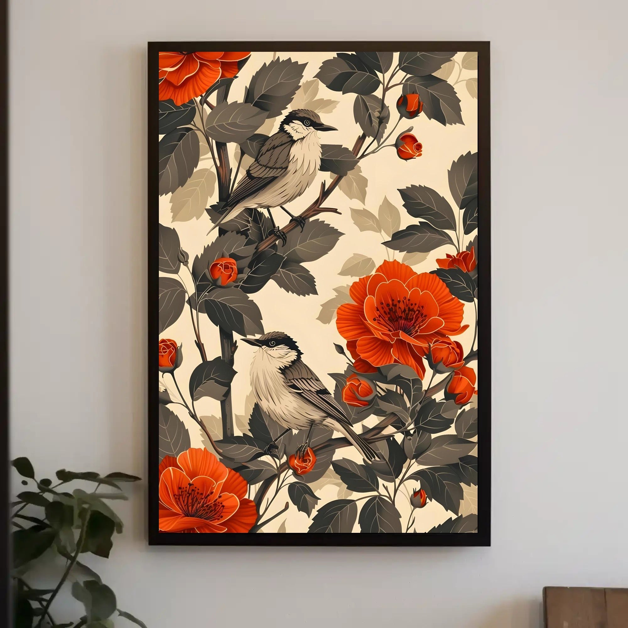 Birds and Blooms: Tranquil Nature-Inspired Animal Poster