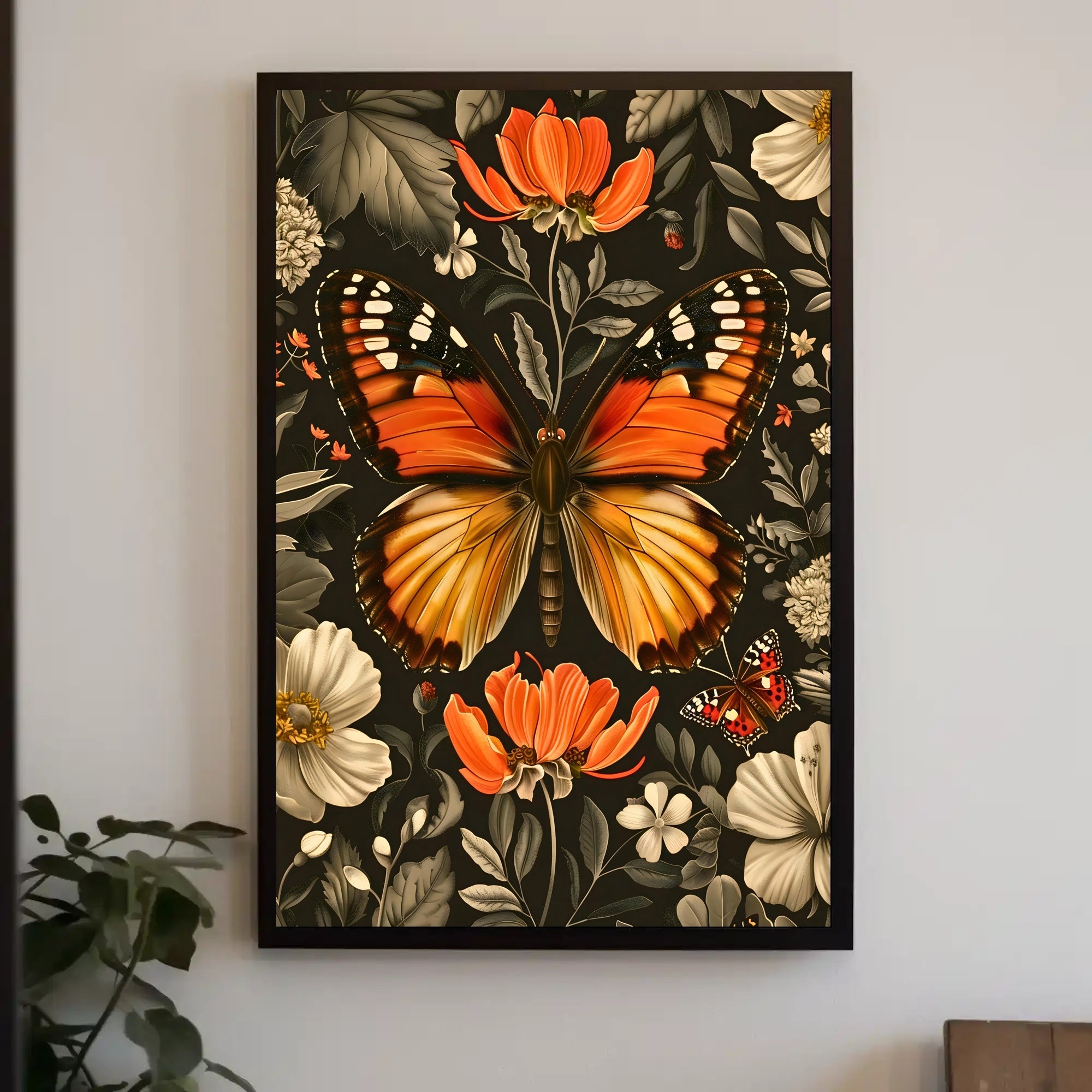 Vibrant Butterfly and Flowers Decorative Animal Poster