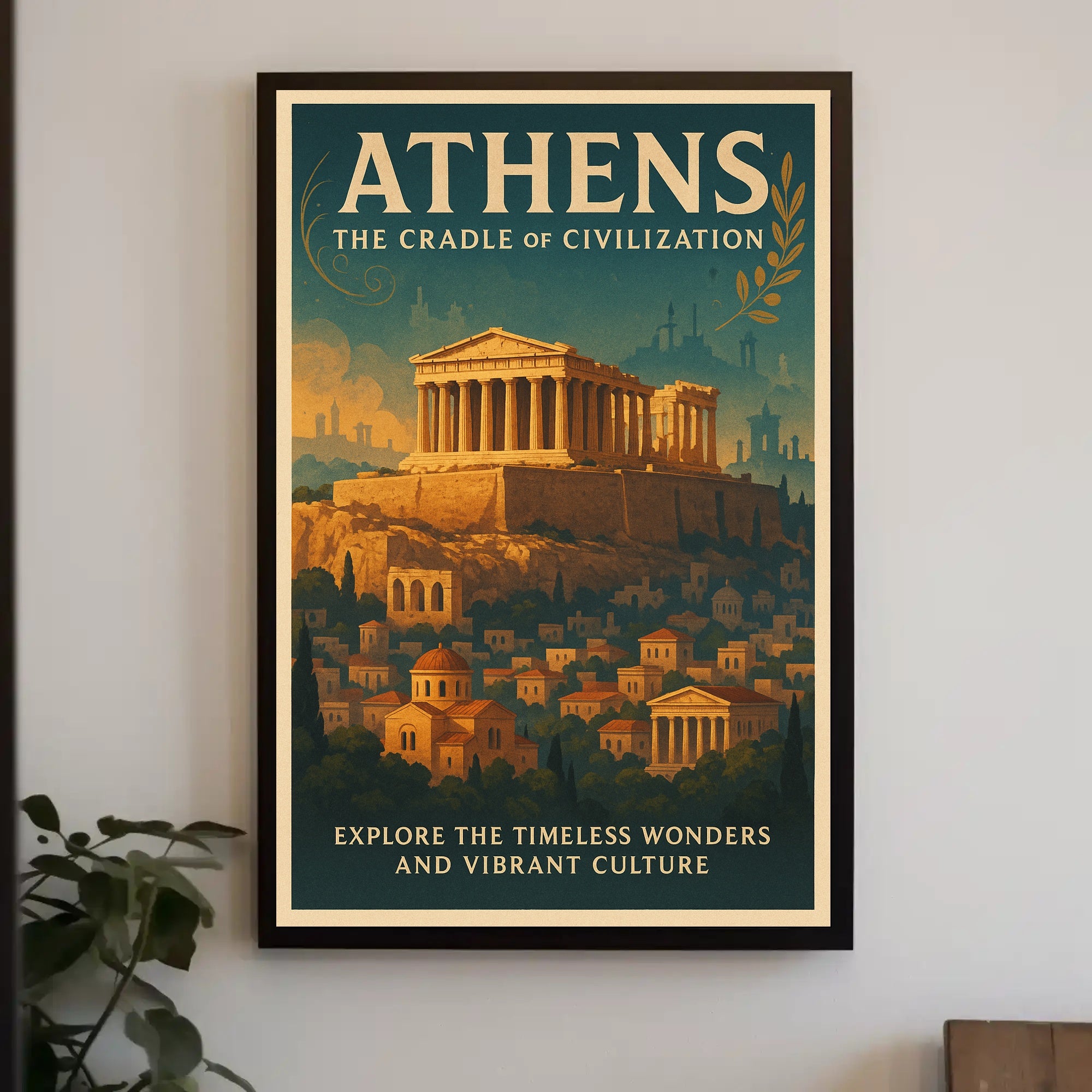 Athens Parthenon Vintage Travel Poster