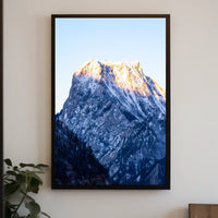 Majestic Dawn: Snow-Covered Mountain Art Poster
