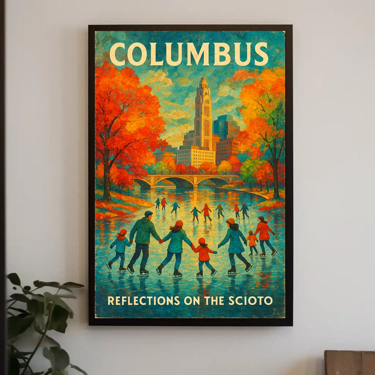 Columbus Reflections on the Scioto Poster