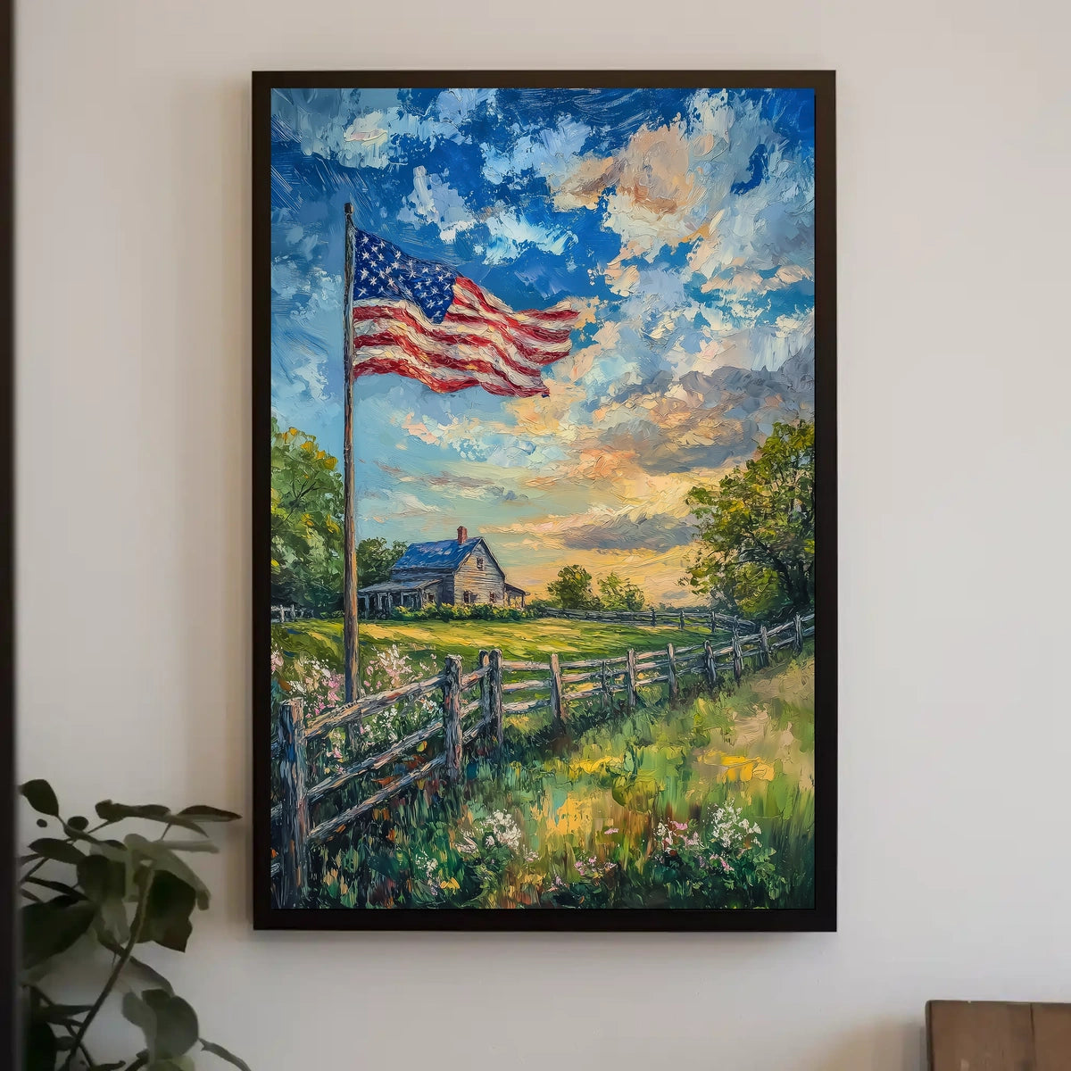 peaceful farmhouse landscape Poster