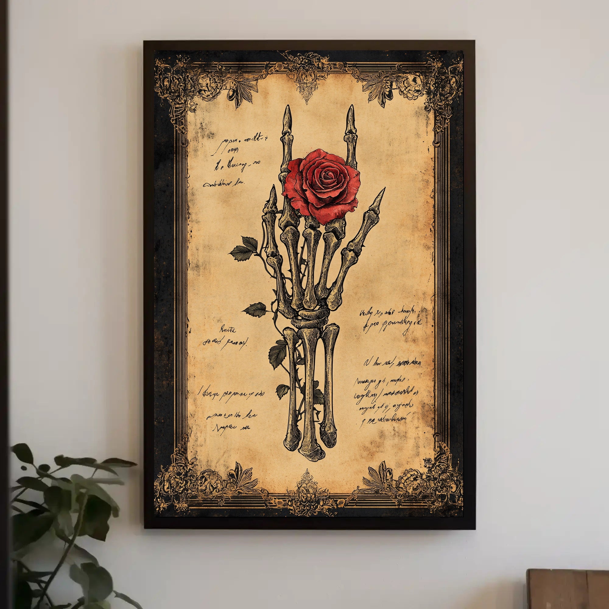 Skeleton Hand With Rose Poster