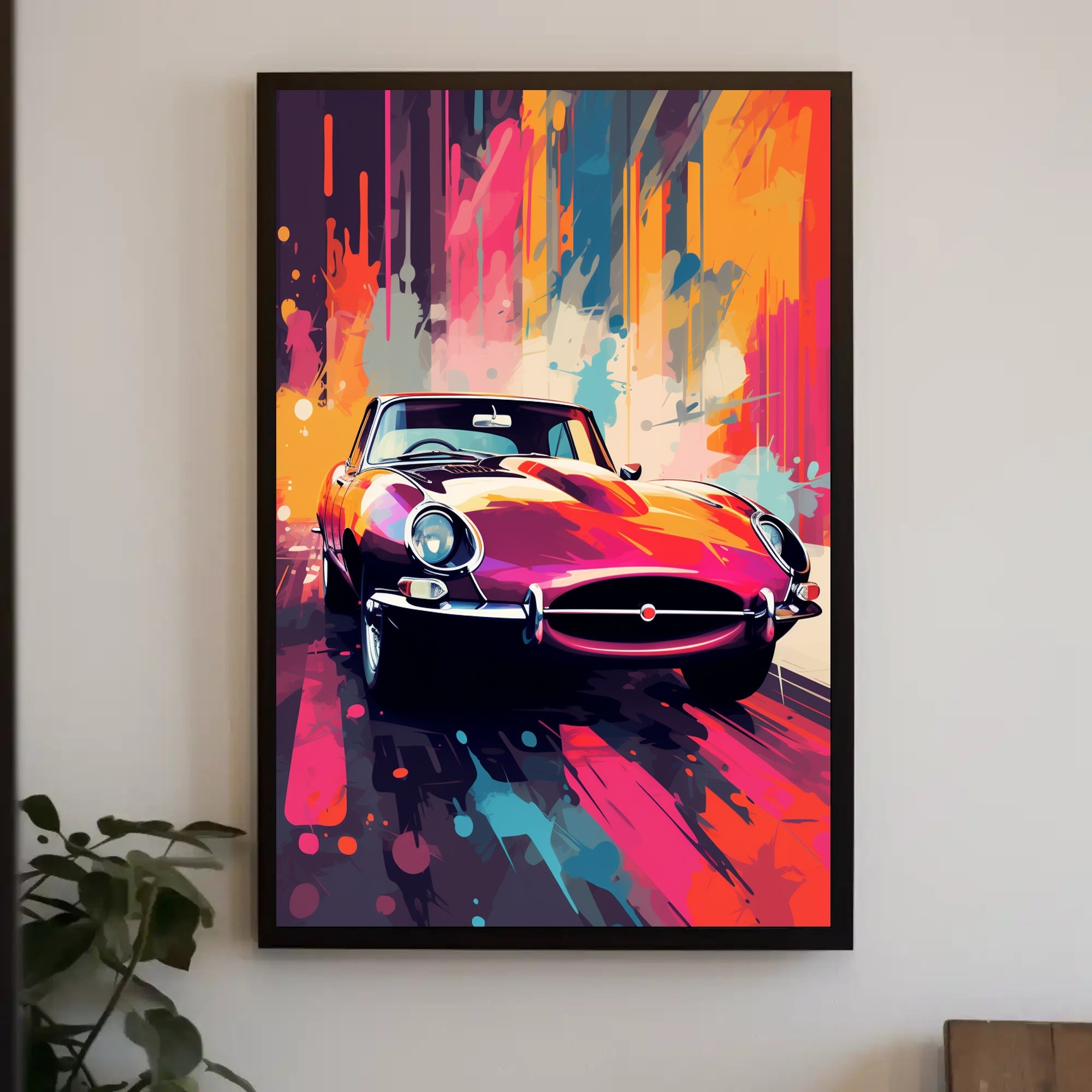 Vibrant Classic Car Art Poster