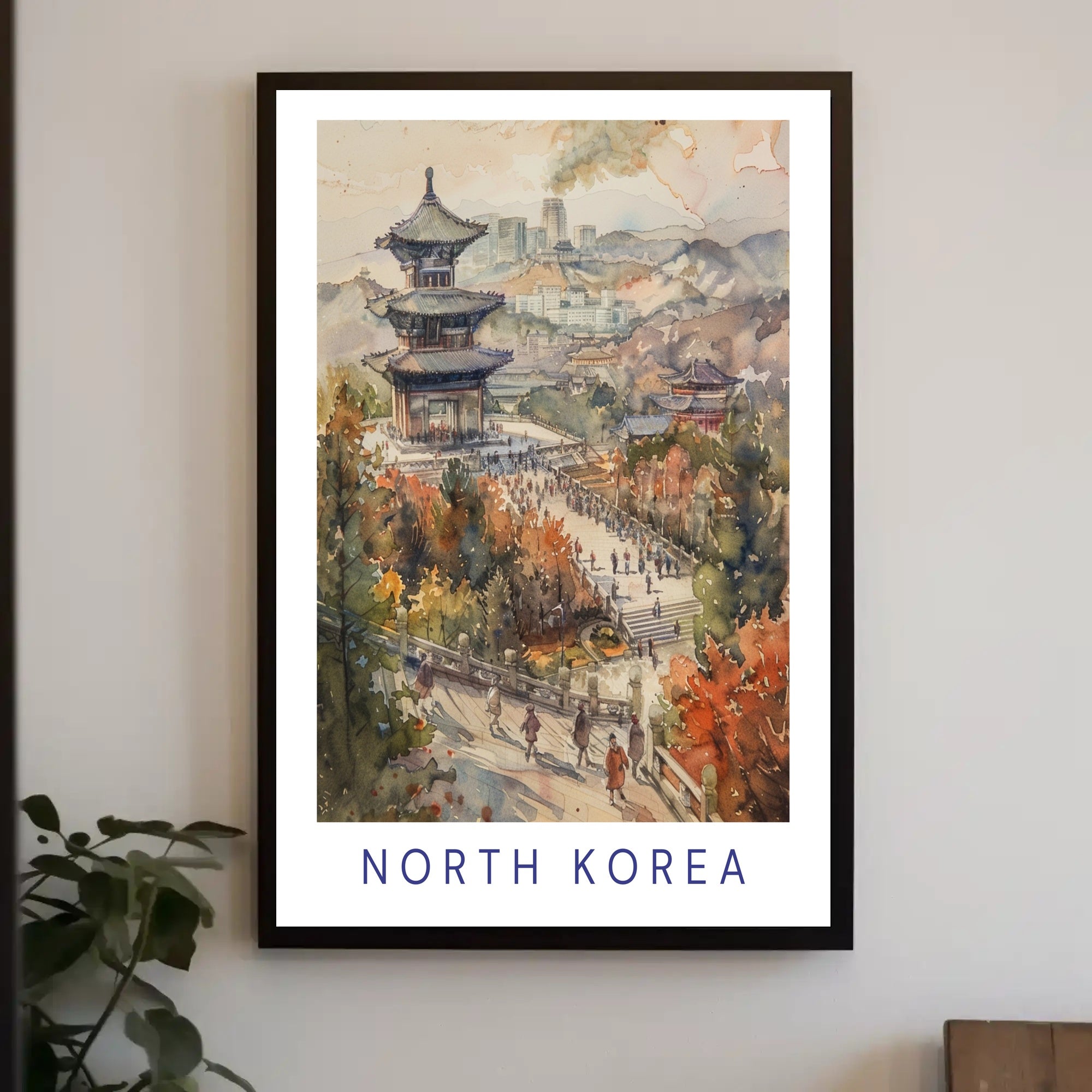 Serene Watercolor Pagoda: Cultural or Heritage Poster PosterGoat