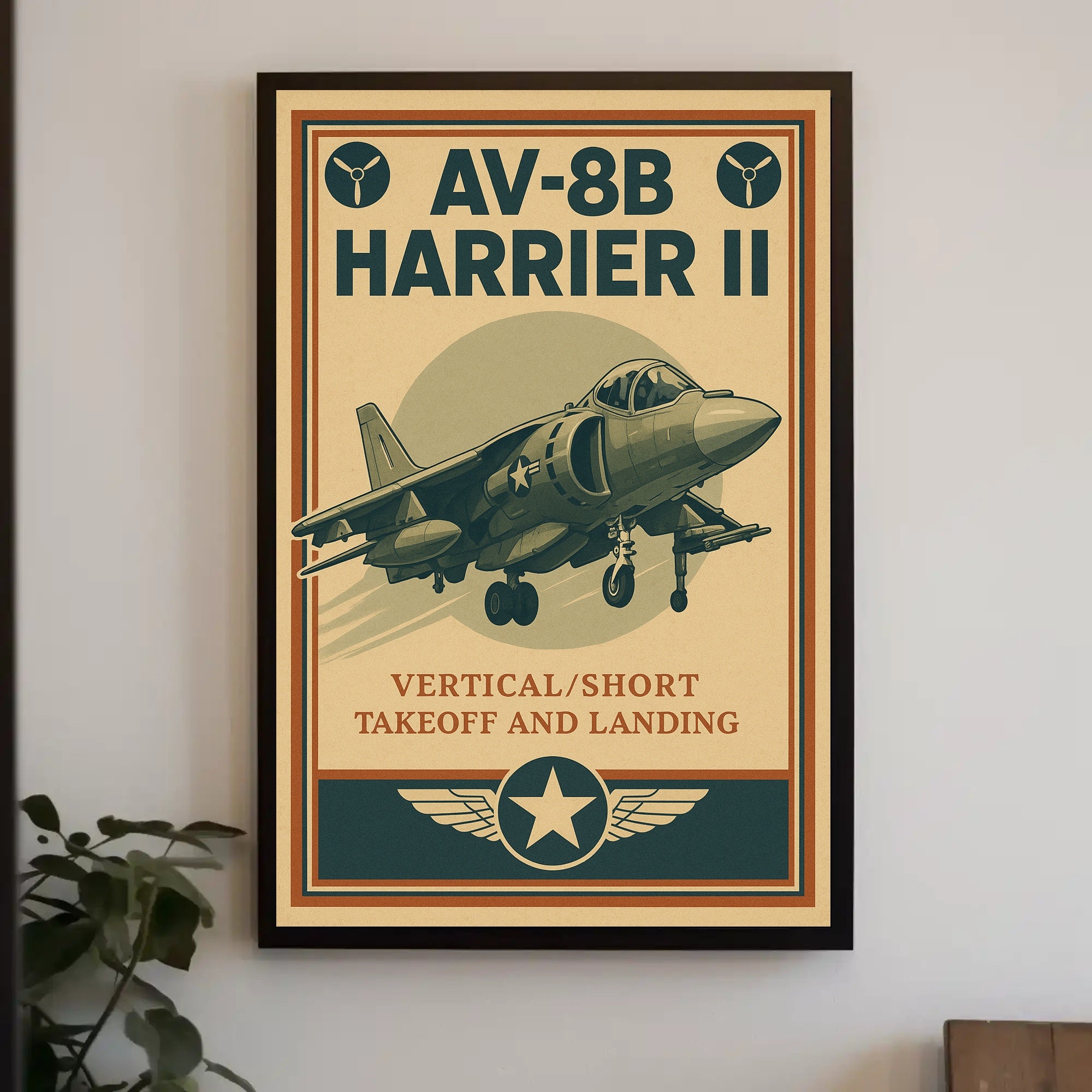 AV-8B Harrier II Retro Military Recruitment Poster