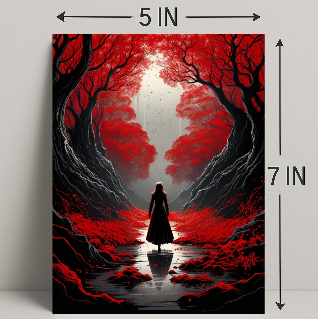 Enchanted Red Forest Poster