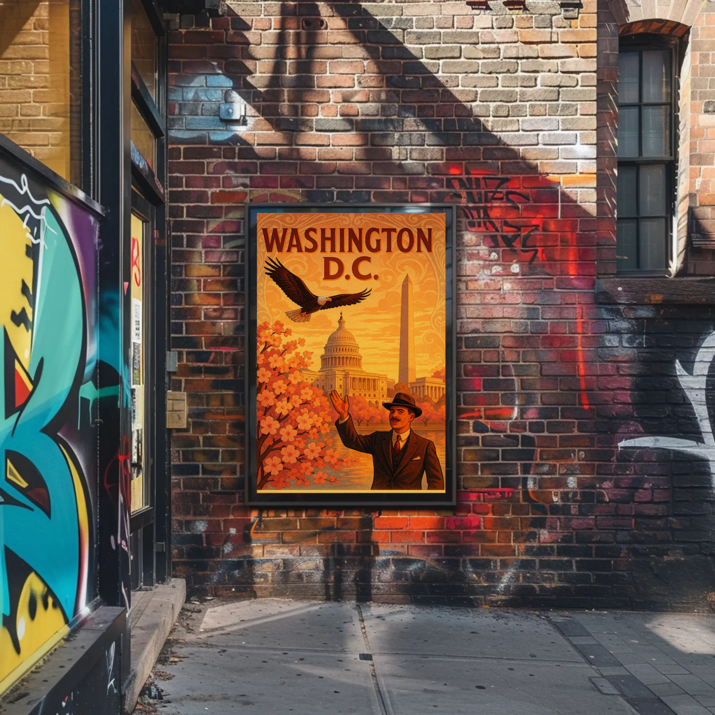 Washington DC Cherry Blossoms Capitol Eagle Travel Poster
