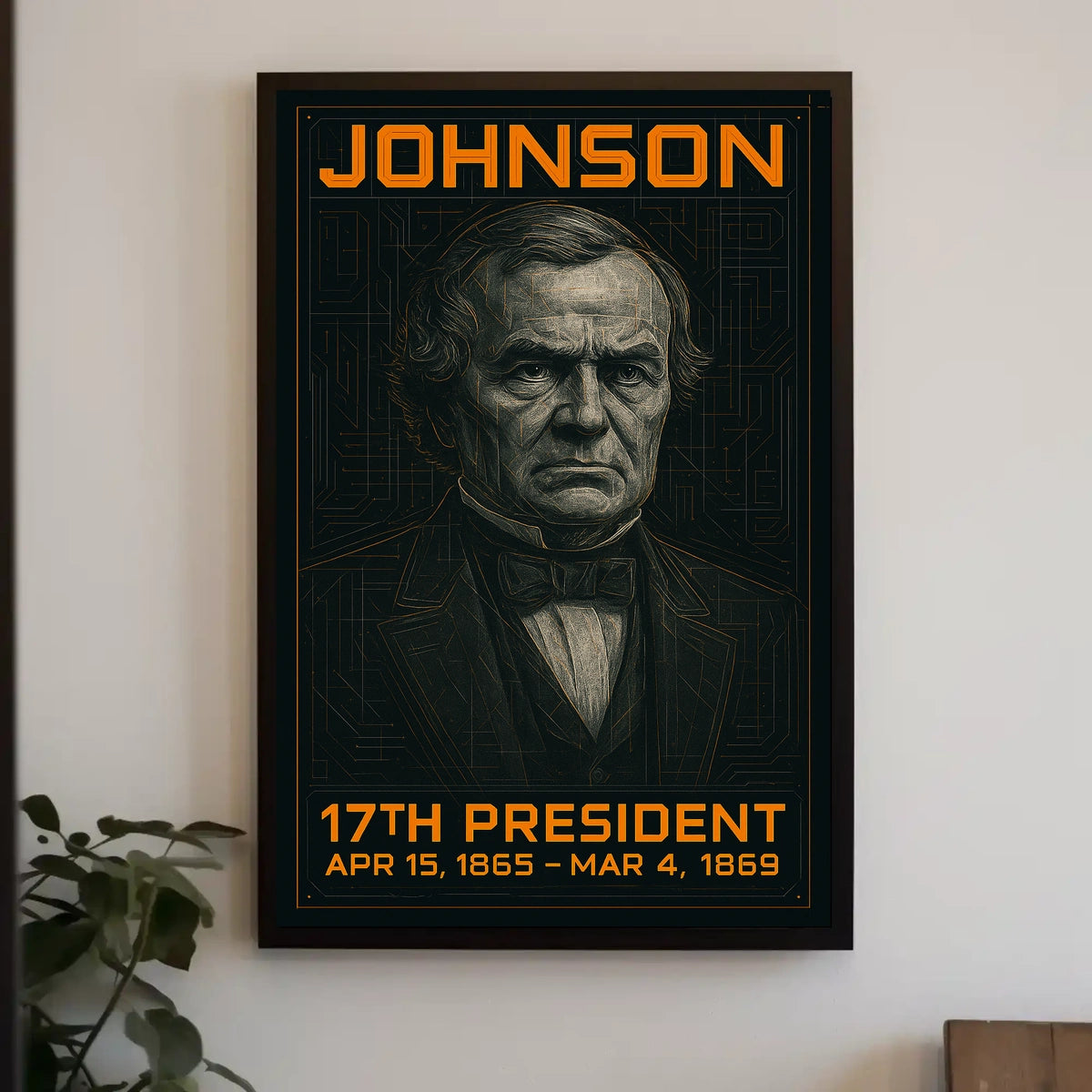Andrew Johnson 17th President of the United States Techno Schematic Poster