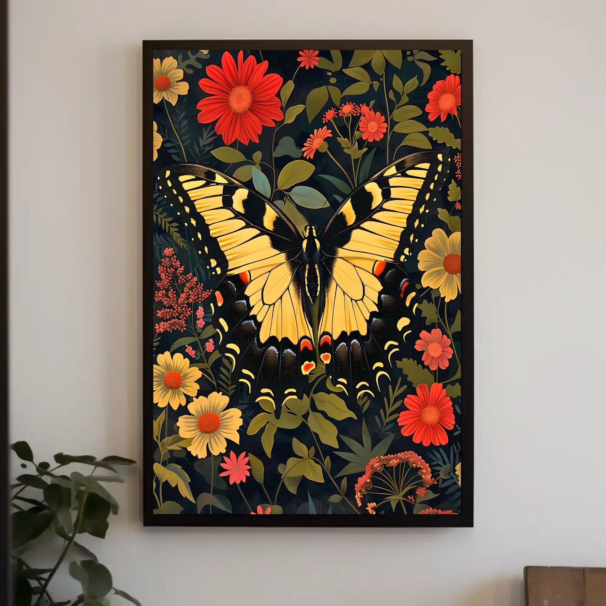 Butterfly and Floral Symphony Art Poster