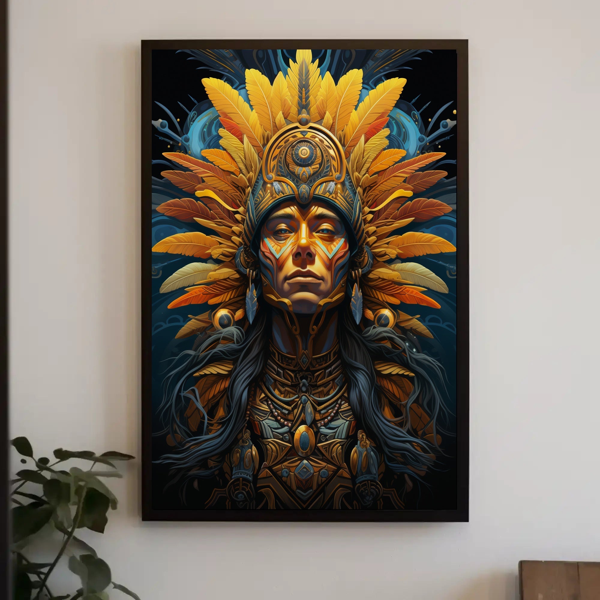 Mystical Feathered Headdress Cultural or Heritage Poster