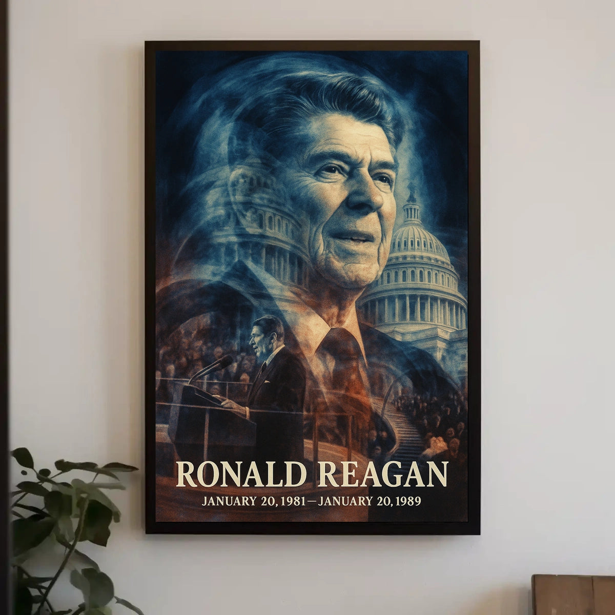 Ronald Reagan 40th President of the United States Double Exposure Poster