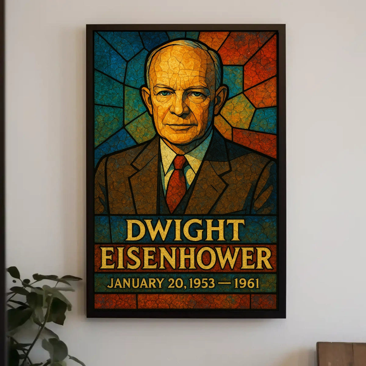 Eisenhower Stained Glass Vintage Patriotic Poster