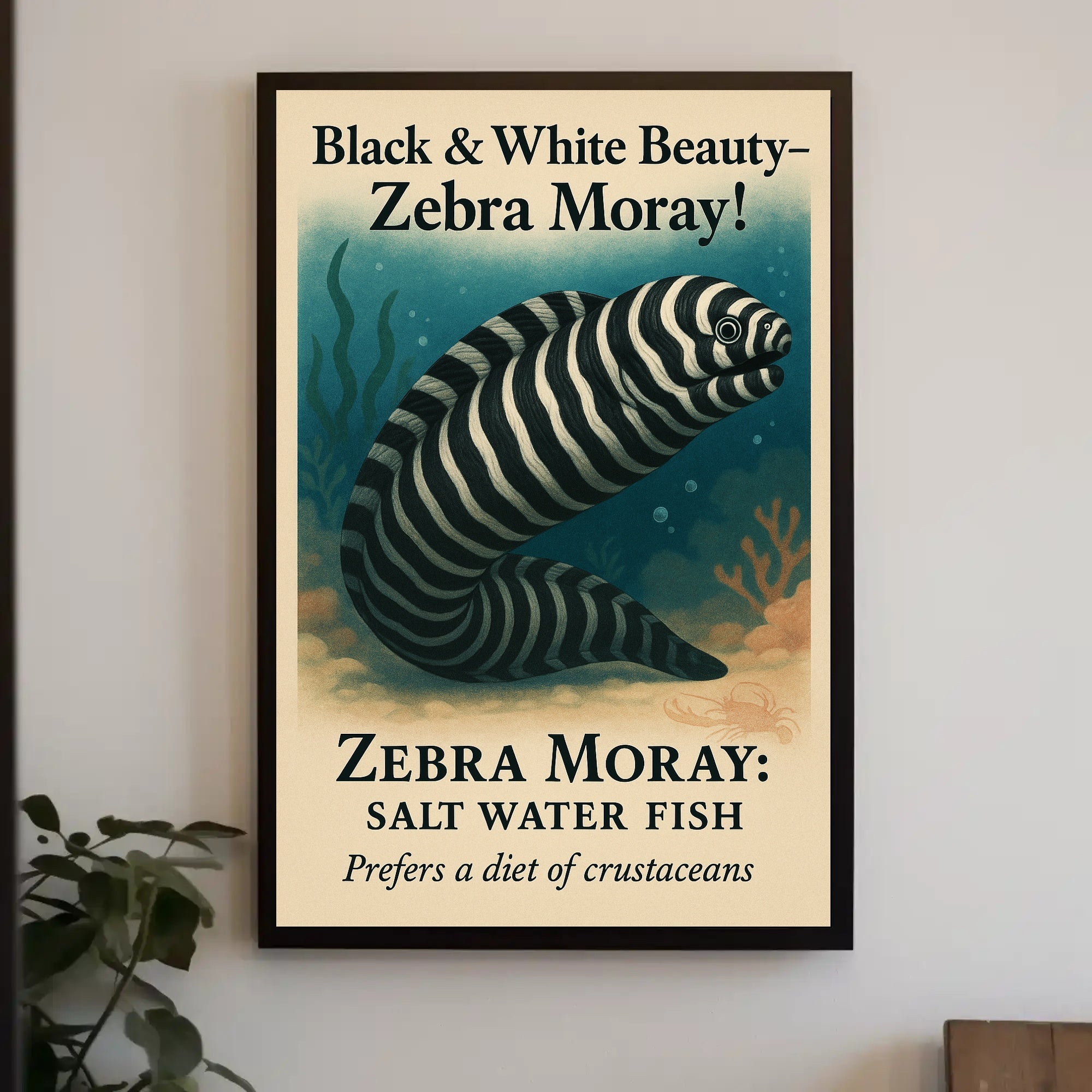Black White Beauty Zebra Moray Poster PosterGoat