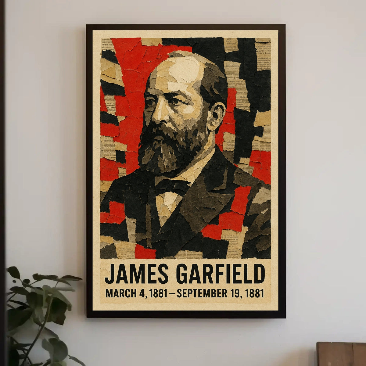 James A. Garfield 20th President of the United States Layered paper Collage Poster
