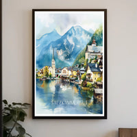 Serene Salzkammergut Austria Travel Watercolor Poster PosterGoat
