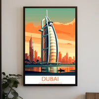 Burj Al Arab Sunset in Dubai Travel Poster
