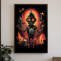 Robo Rock Revolution Poster Cyberpunk Synthesis Wall Art