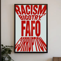 Bold Red Text Confrontational Political or Propaganda Poster